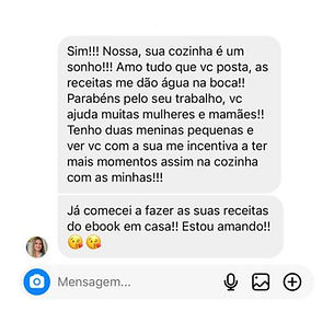 Mensagem de cliente sobre o Cozinhando para Família